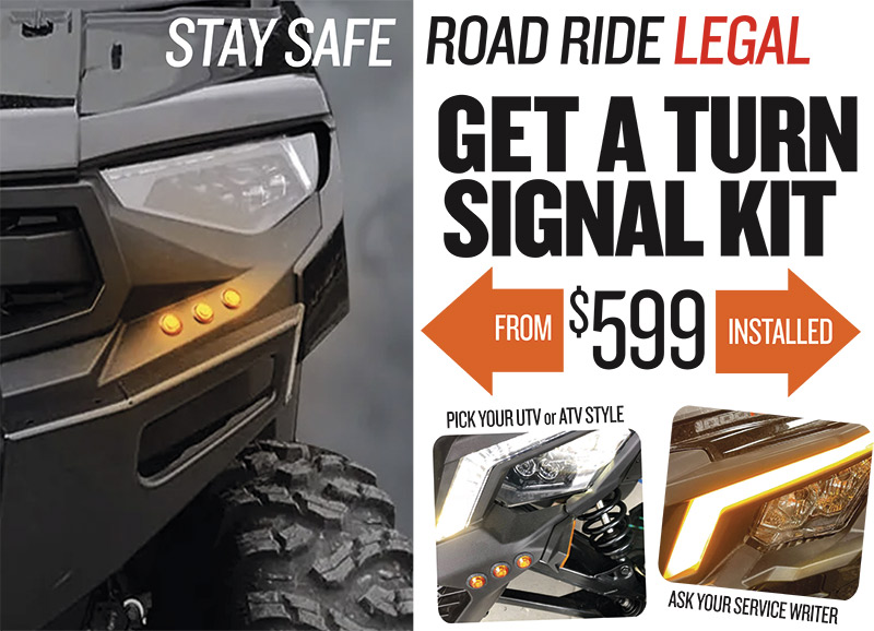 UTV Side by Side street legal road riding turn signal kit for sale in Milwaukee, Cedarburg, Sheboygan, West Bend, Kewaskum, WI