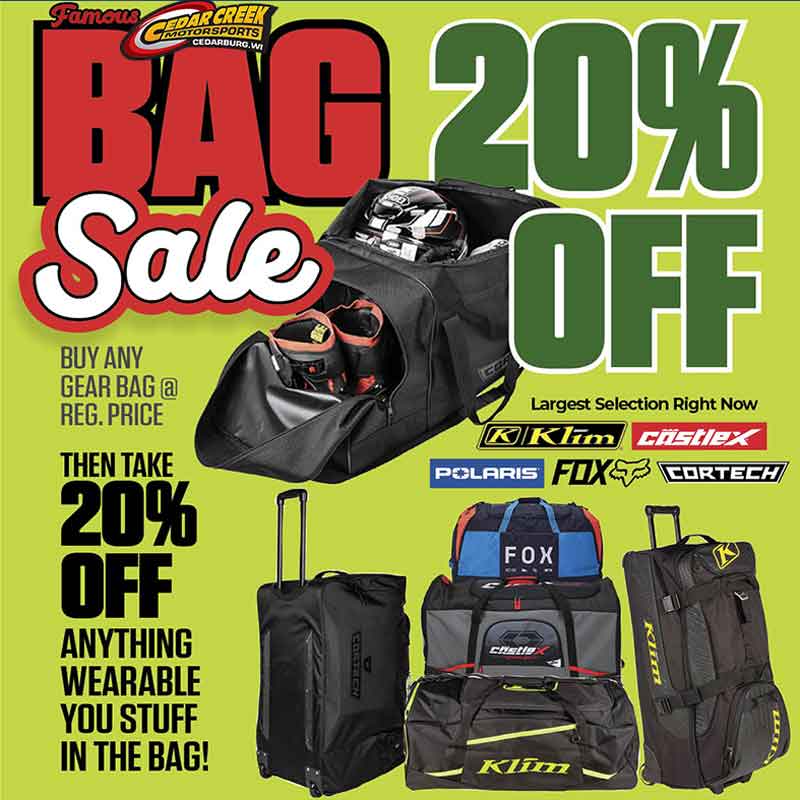 Snowmobile Motorcross Gear Bag sale at Cedar Creek Motorsports