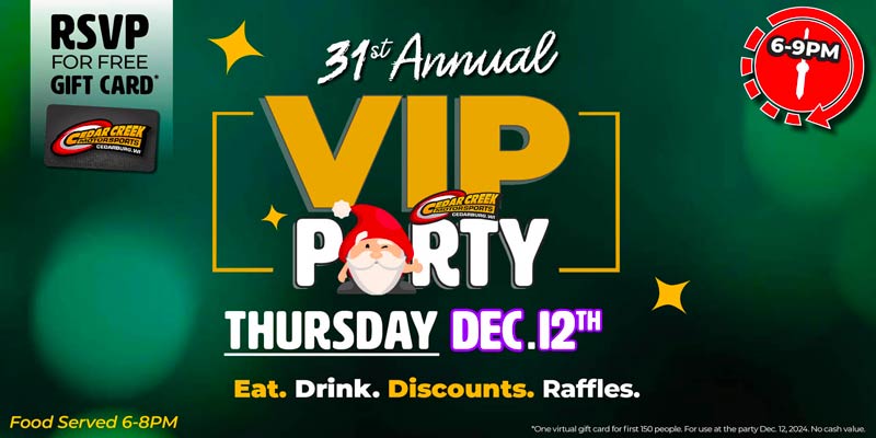 VIP Party Christmas Party at Cedar Creek Motorsports