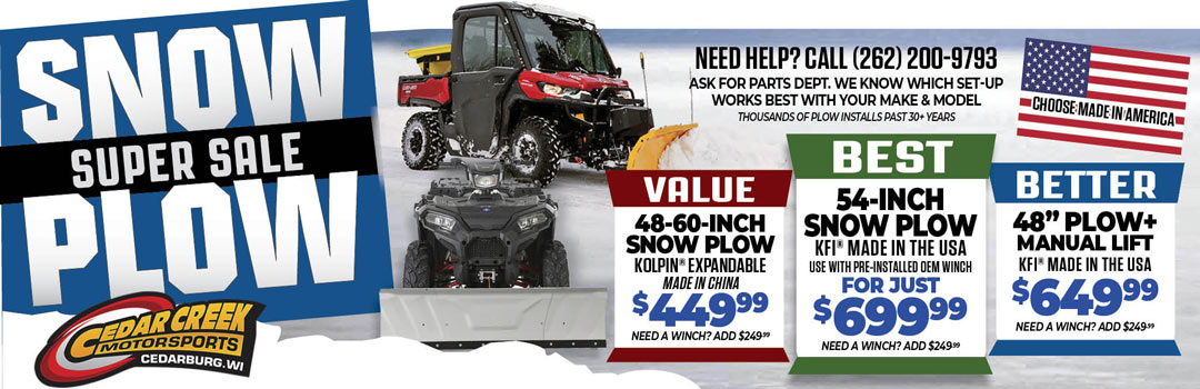 ATV UTV Snow Plow Super Sale in Cedar Creek Motorsports