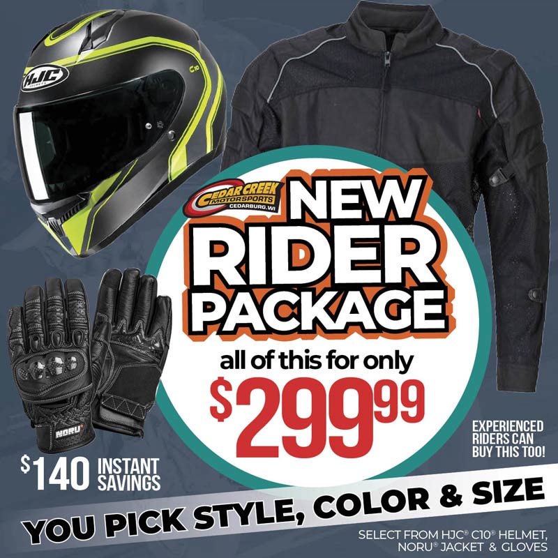 Motorcycle helmet jacket gloves rain gear sale near Milwaukee WI