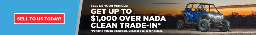 Trade in and sell or find the trade value of your used ATV UTV Motorcycle to Cedar Creek Motorsports